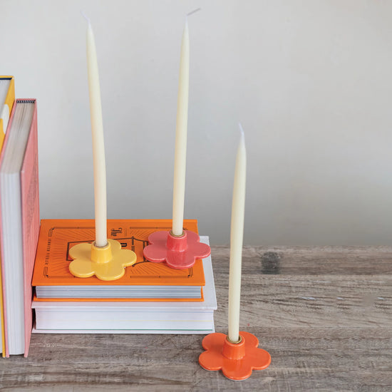 Stoneware Flower Shaped Candle Holder