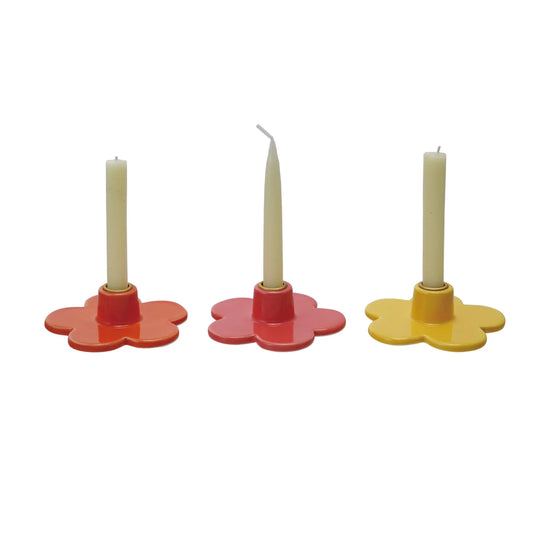 Stoneware Flower Shaped Candle Holder