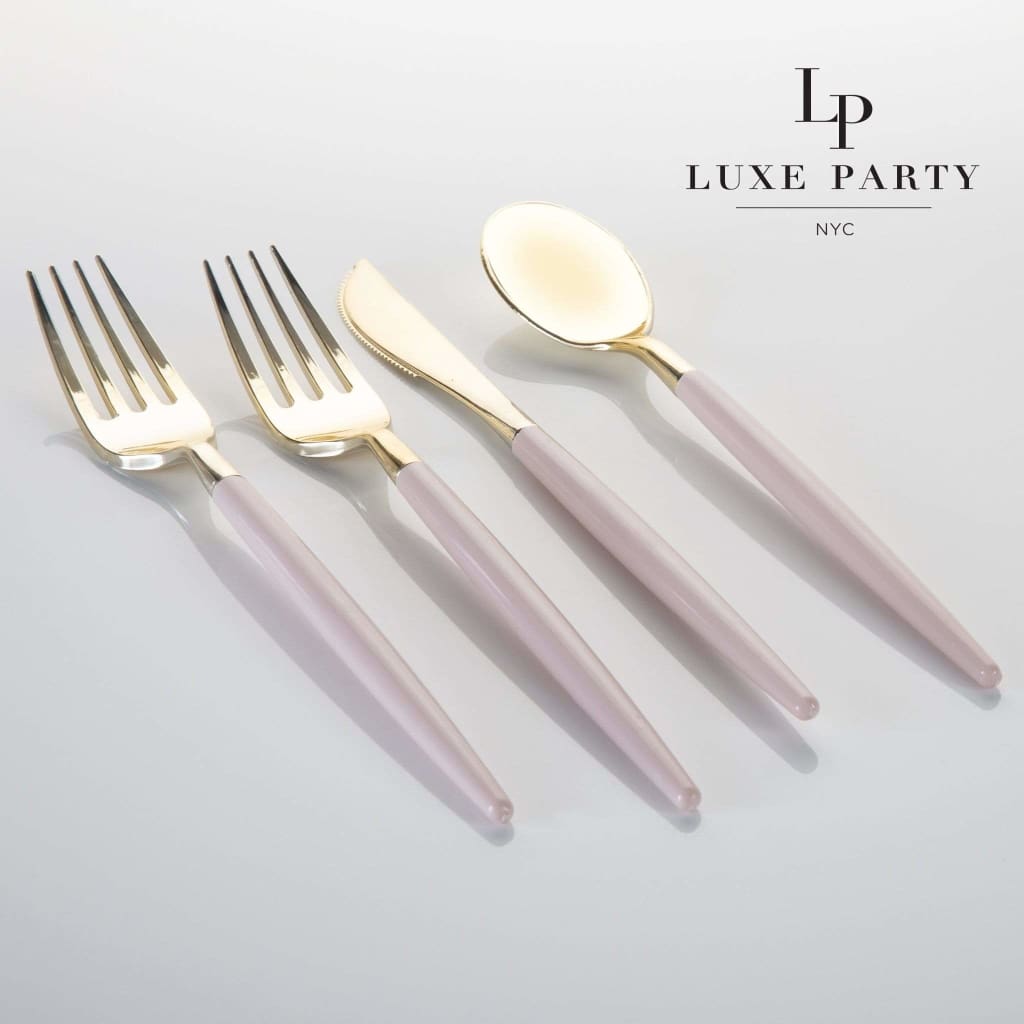 Blush and Gold Plastic Cutlery Set