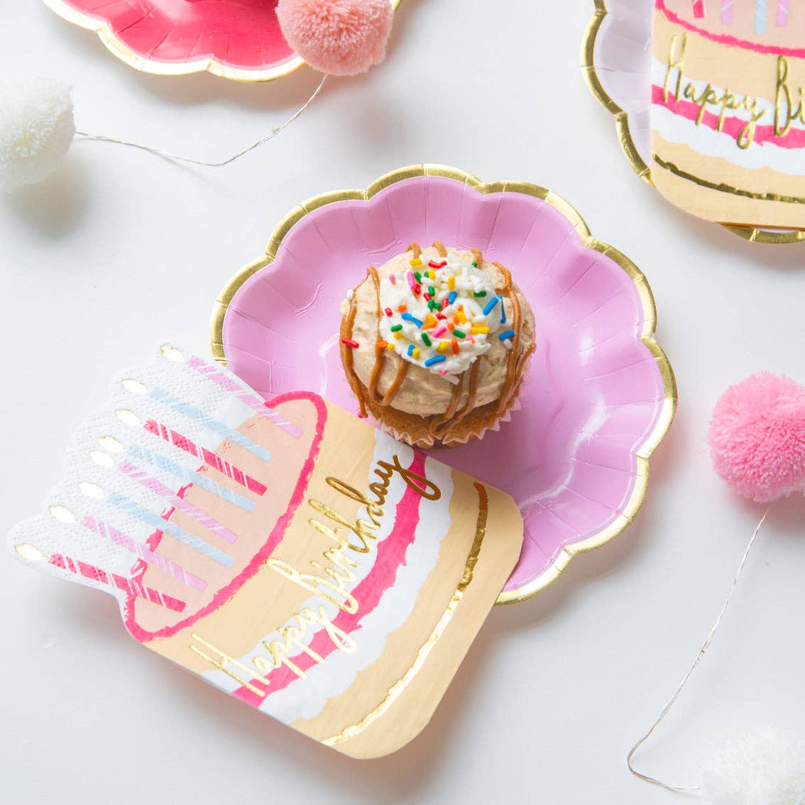 Rose Birthday Cake Shaped Napkins | 30 Pack | Birthday |