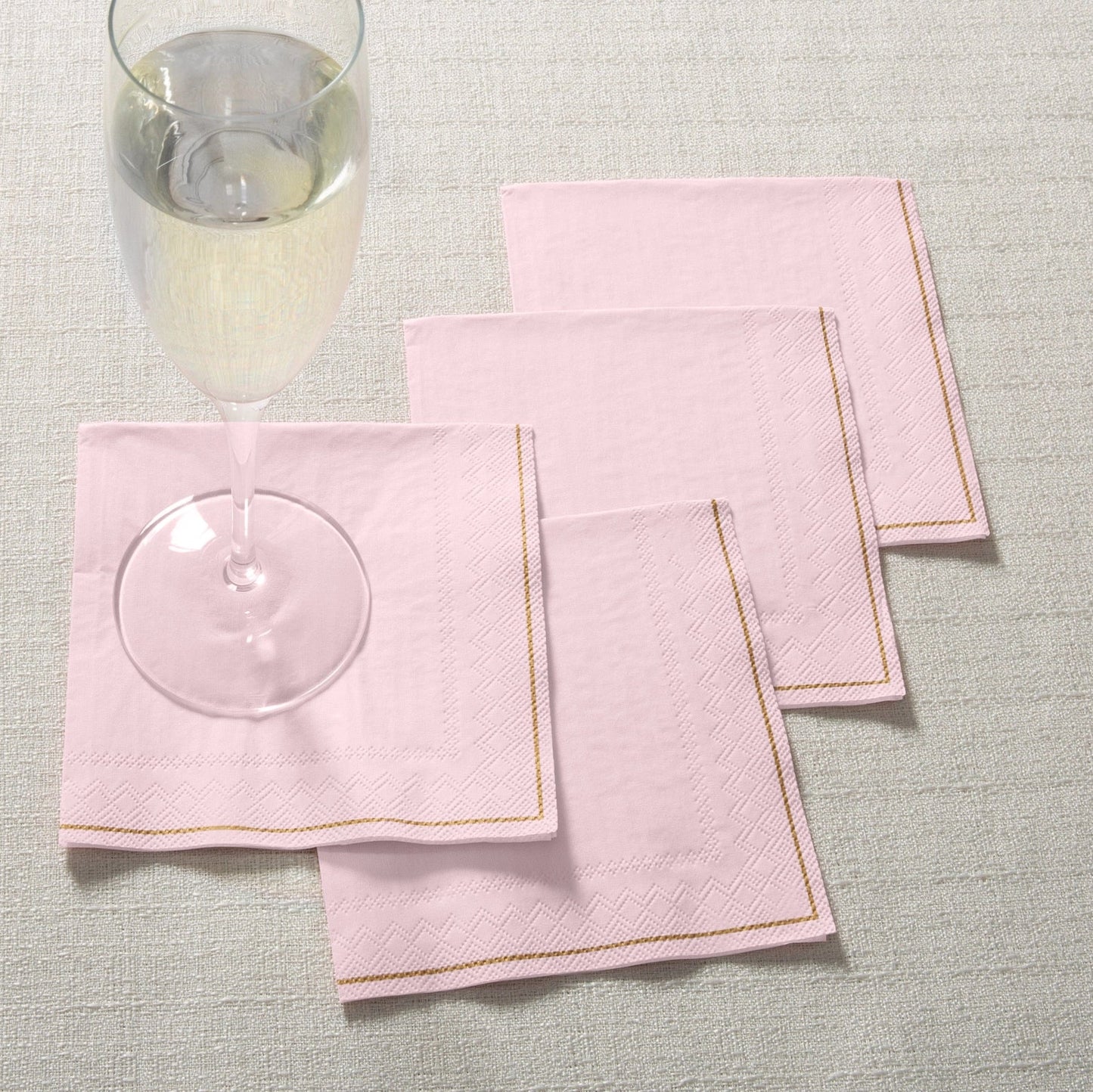 Blush Pink and Gold Cocktail Napkin