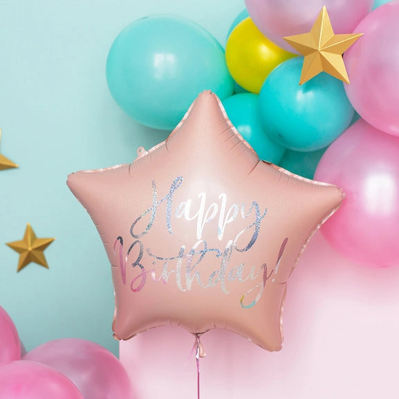 18" Light Pink Birthday Star Mylar