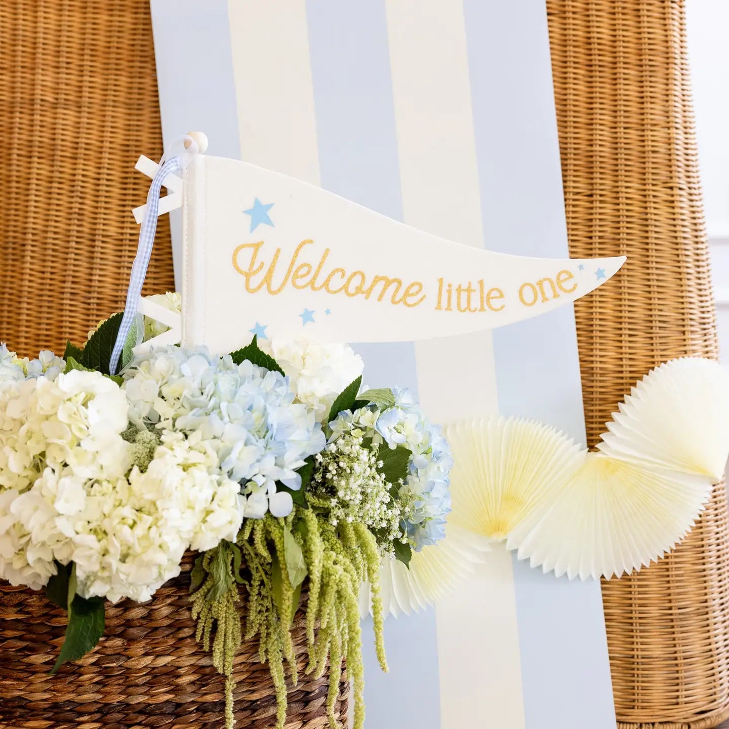 Baby Blue Striped Table Runner