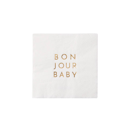 Bonjour Baby Blanc White Cocktail Napkins