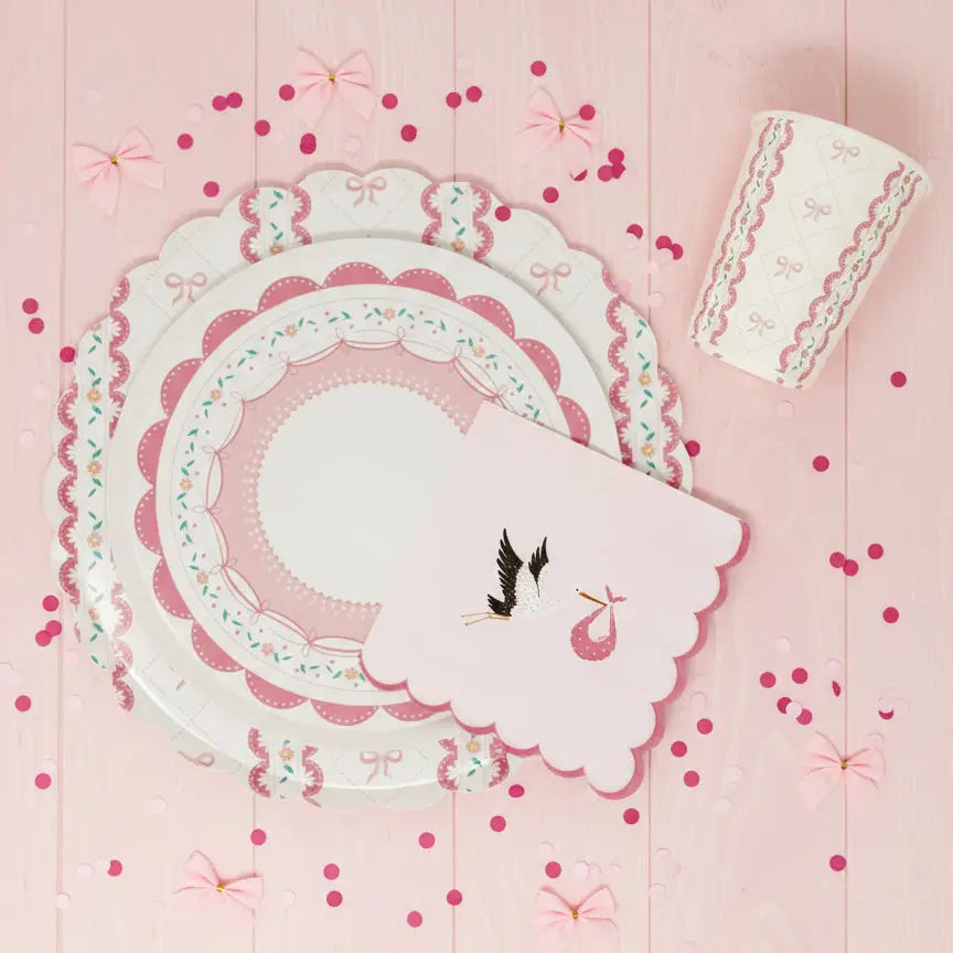 Pink Baby Shower Stork Napkins