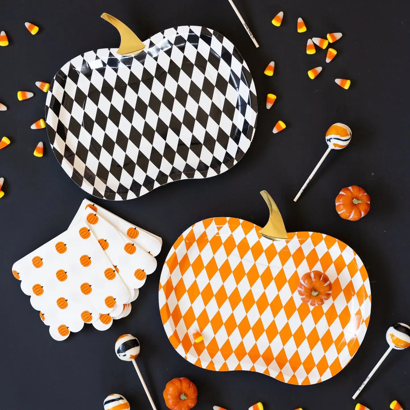 Harlequin Pumpkin Shaped Plates