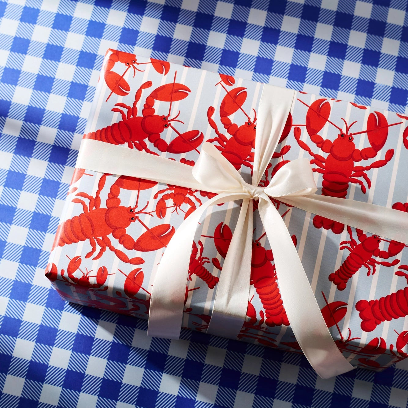Crawfish and Blue Gingham Gift Wrap Sheets