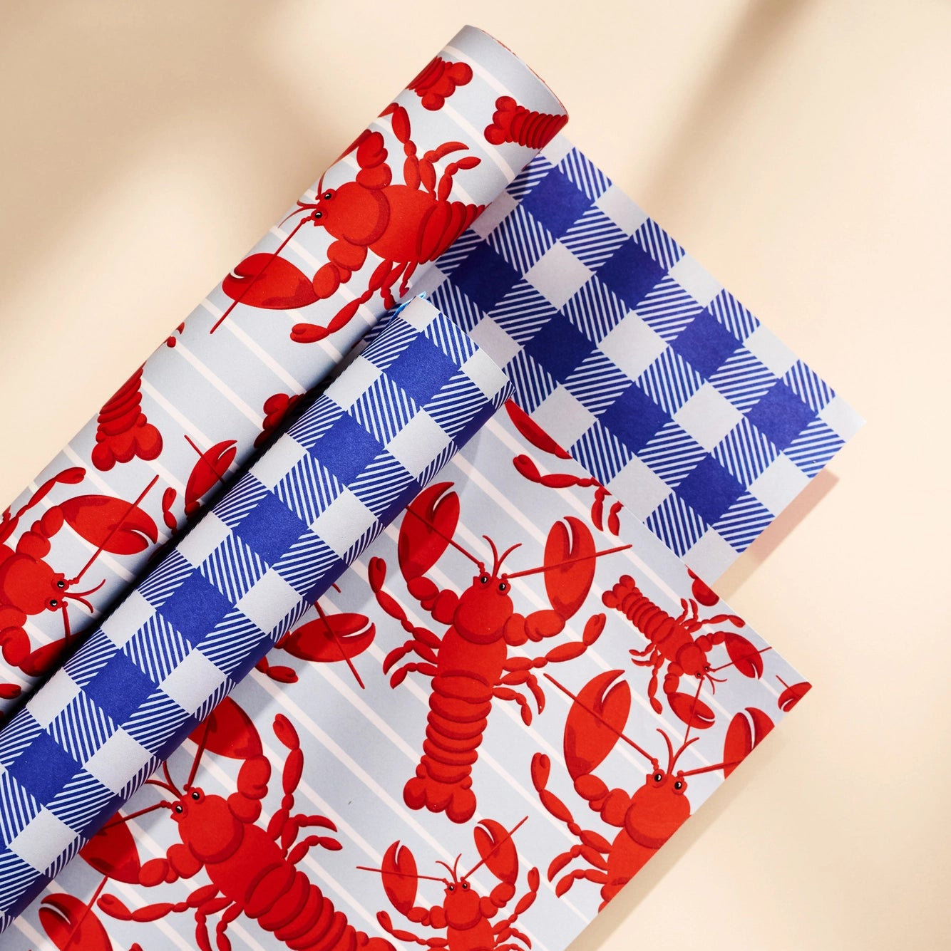 Crawfish and Blue Gingham Gift Wrap Sheets