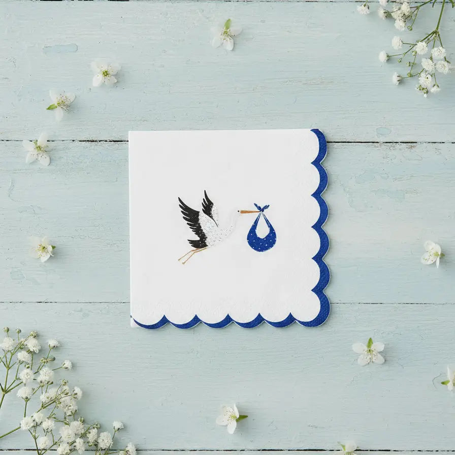 Blue Baby Shower Stork Napkins