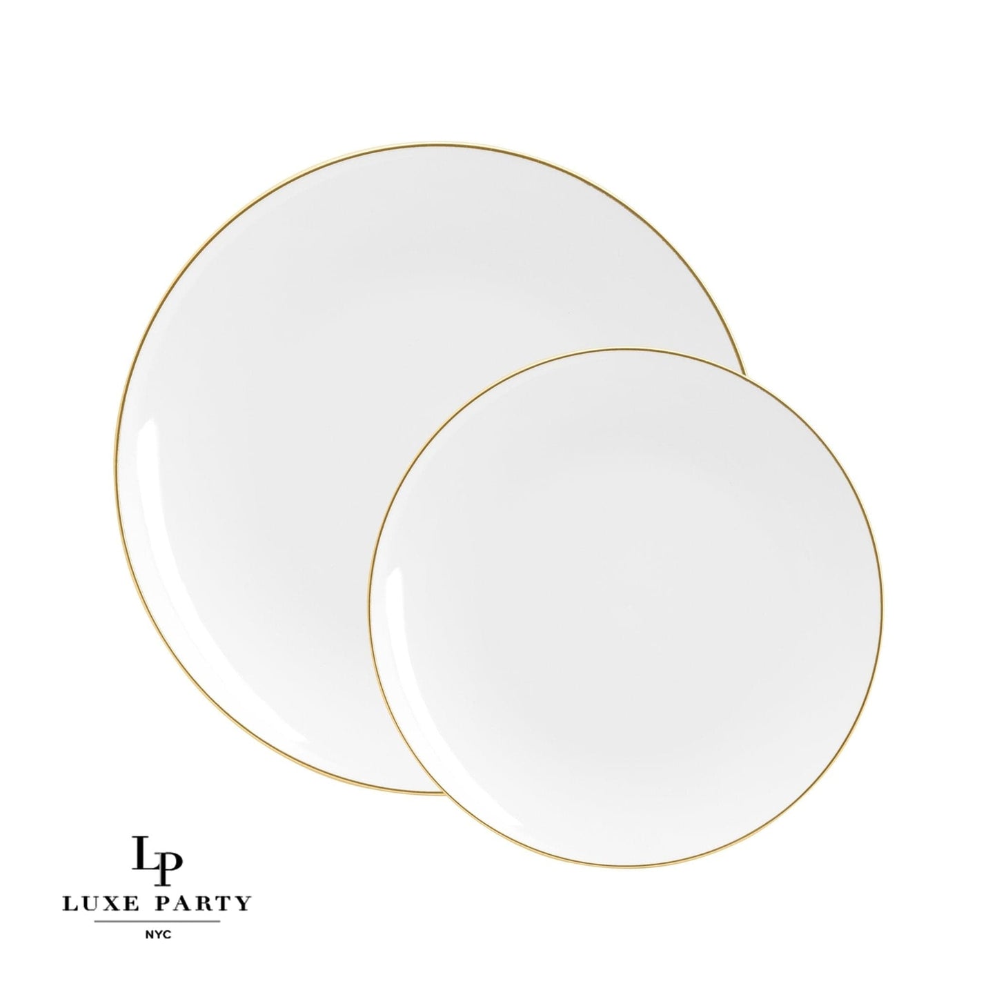 White and Gold Rim Plastic Dinner Plates