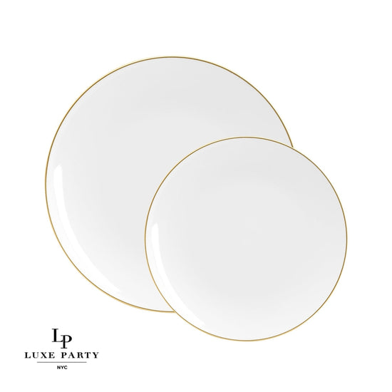 White and Gold Rim Plastic Dinner Plates