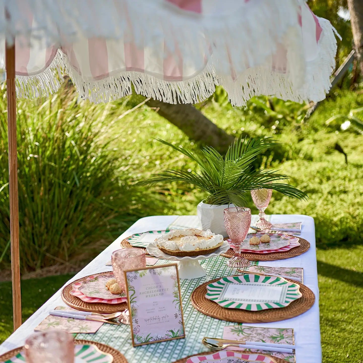 Palm Beach Pink & Green Large Paper Plates
