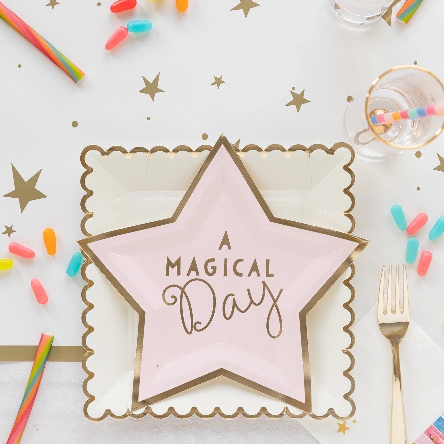 Gold Metallic Star Table Runner