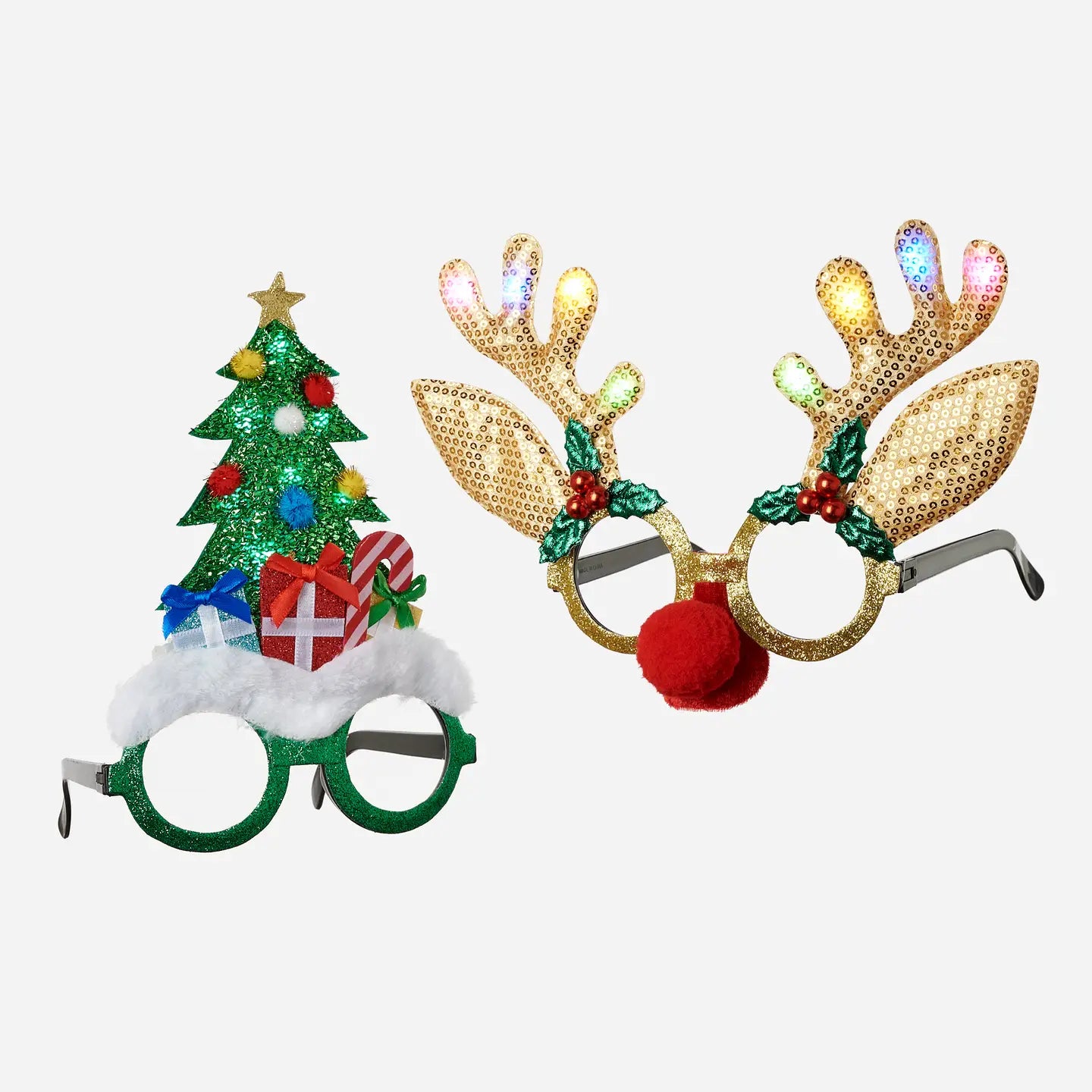 Lit Reindeer / Christmas Tree Glasses