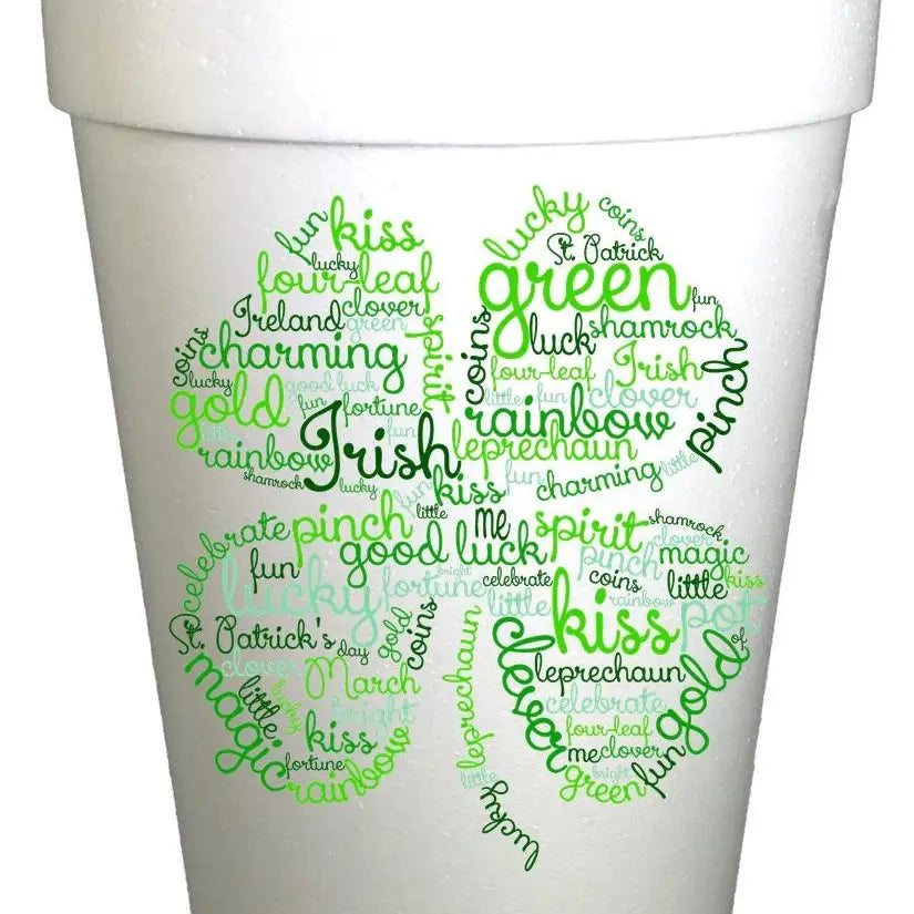 St. Patrick's Day Sayings Clover Foam Cups