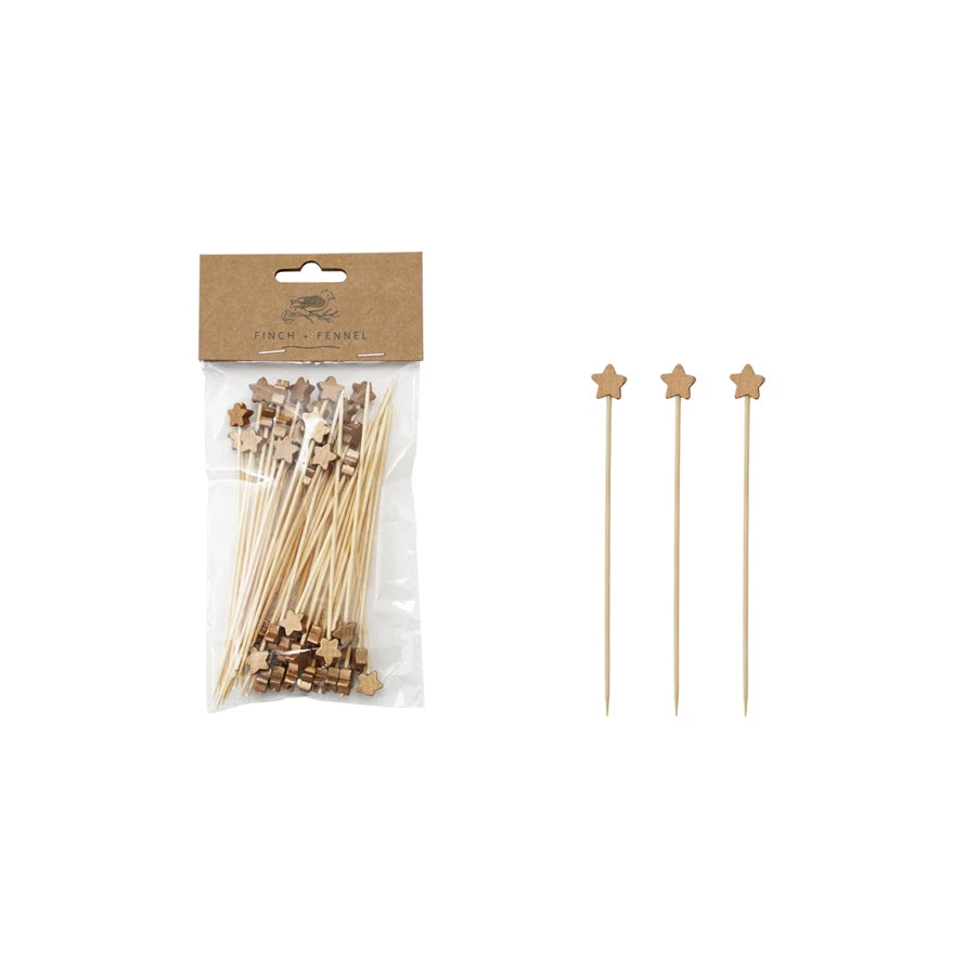 Bamboo Skewers with Gold Star Handles
