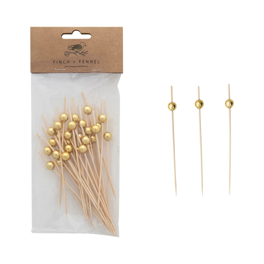 Gold Ball Bamboo Skewers
