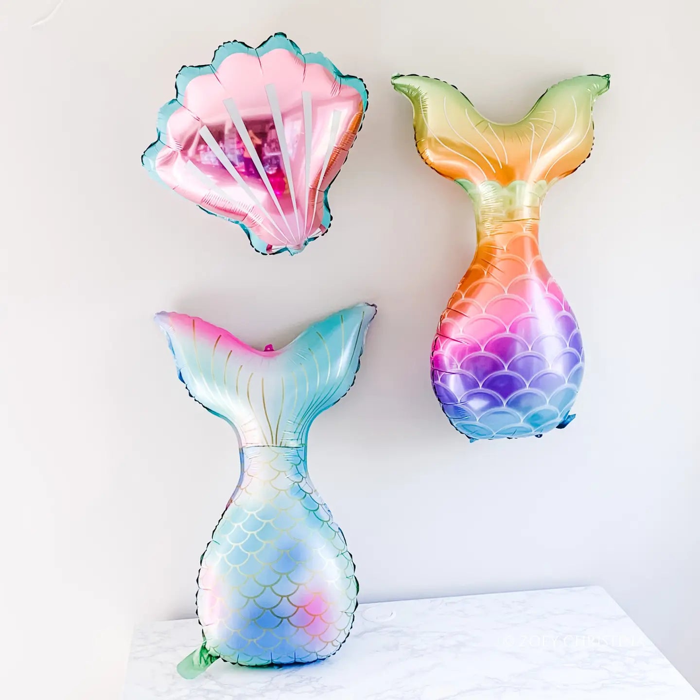 30" Pastel Rainbow Mermaid Tail Mylar