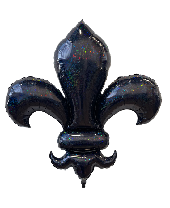 39" Black Fleur De Lis Mylar Balloon