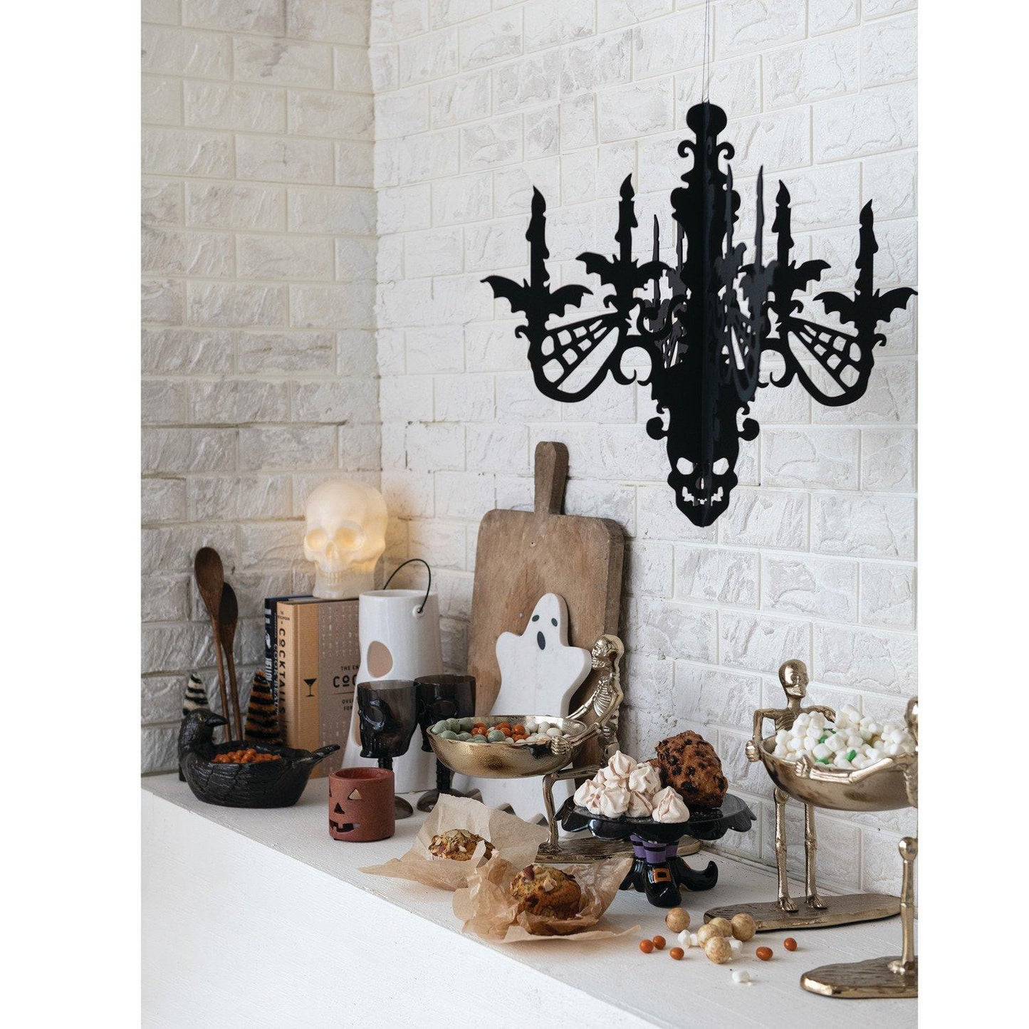 Hanging Paper Chandelier with Bats