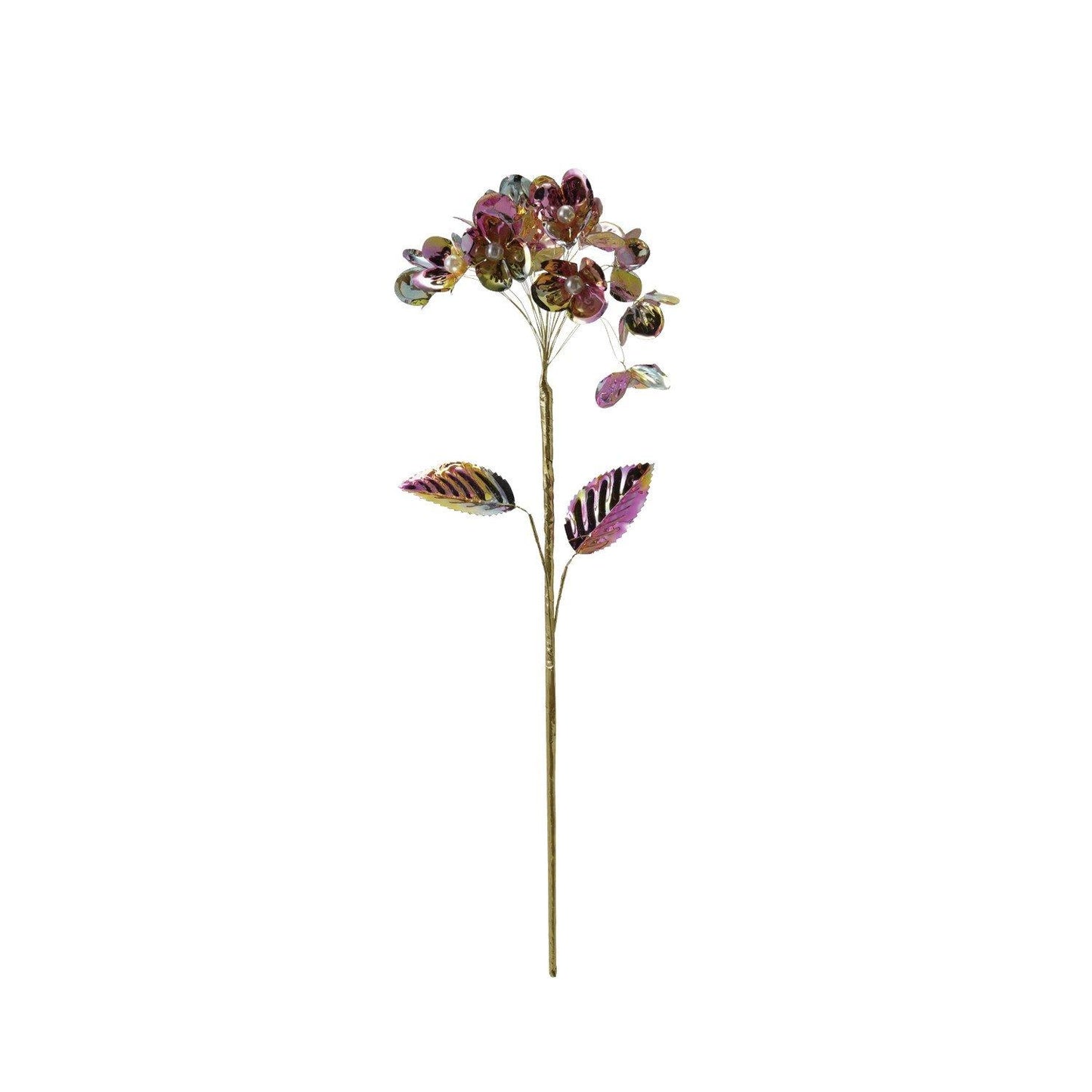 Pink & Gold Metallic Faux Flower Pick