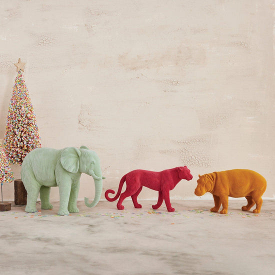 Flocked Resin Elephant