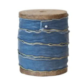 Velvet Ribbon on Wood Spool - Blues