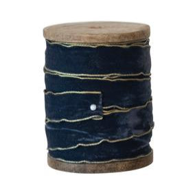 Velvet Ribbon on Wood Spool - Blues
