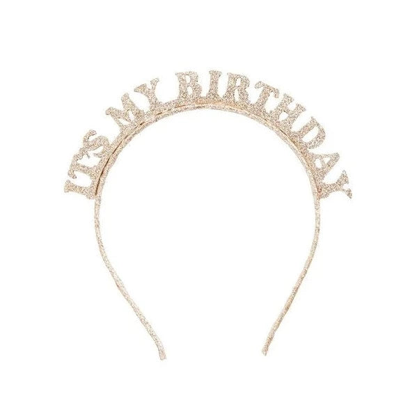 Load image into Gallery viewer, Gold &amp;quot;It&amp;#39;s My Birthday&amp;quot; Glittery Headband
