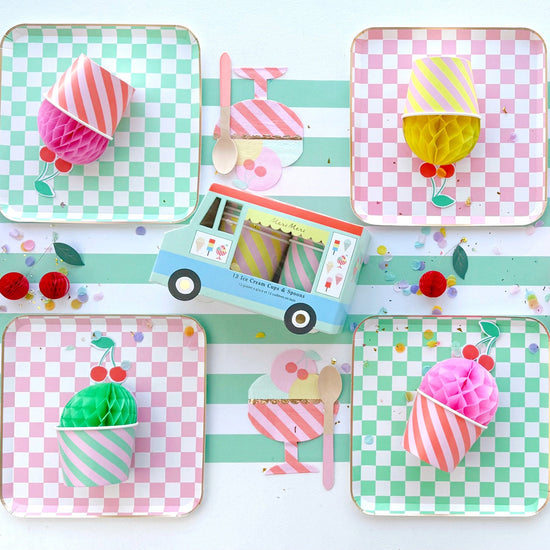 Fresh Mint Stripe Table Runner