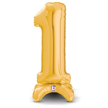 Gold Stand Up Number Balloons 25"
