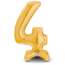 Gold Stand Up Number Balloons 25"