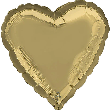 18" White Gold Heart Balloon
