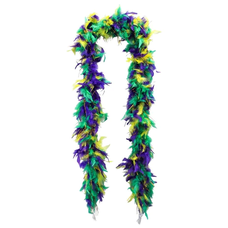 Purple, Green, and Gold Mardi Gras Boa with Gold Tinsel