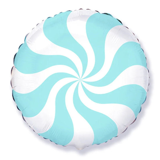 18" Baby Blue Striped Candy Mylar