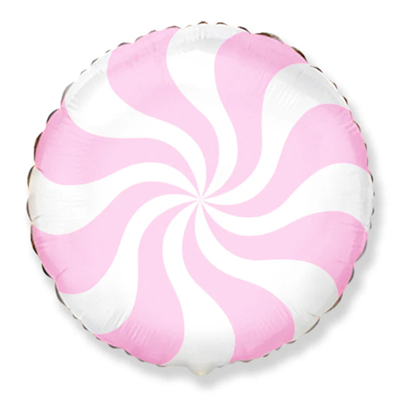 18" Pink Striped Candy Mylar