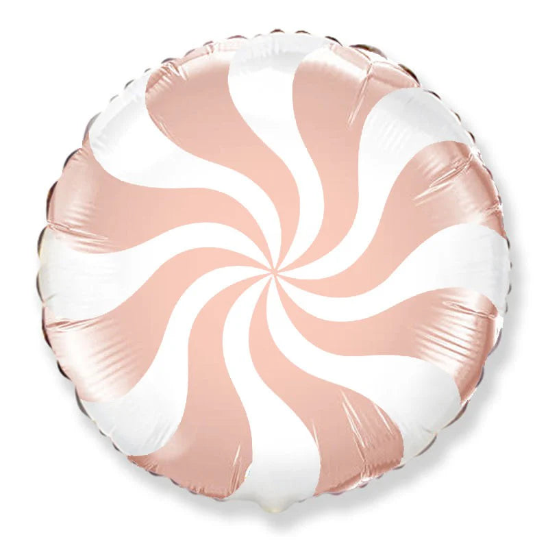 18" Rose Gold Striped Candy Mylar
