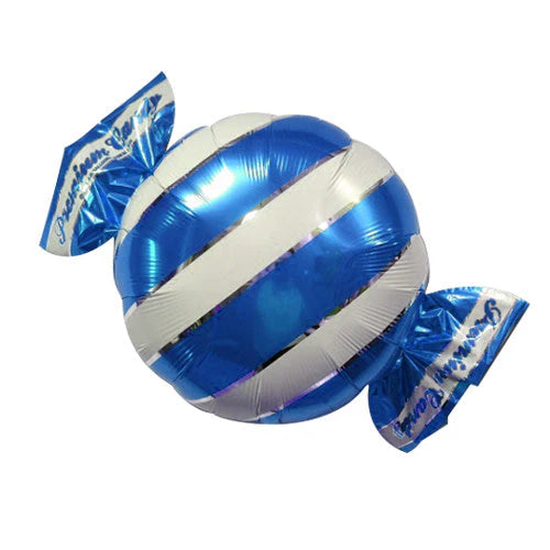18" Royal Blue Striped Peppermint Candy Mylar