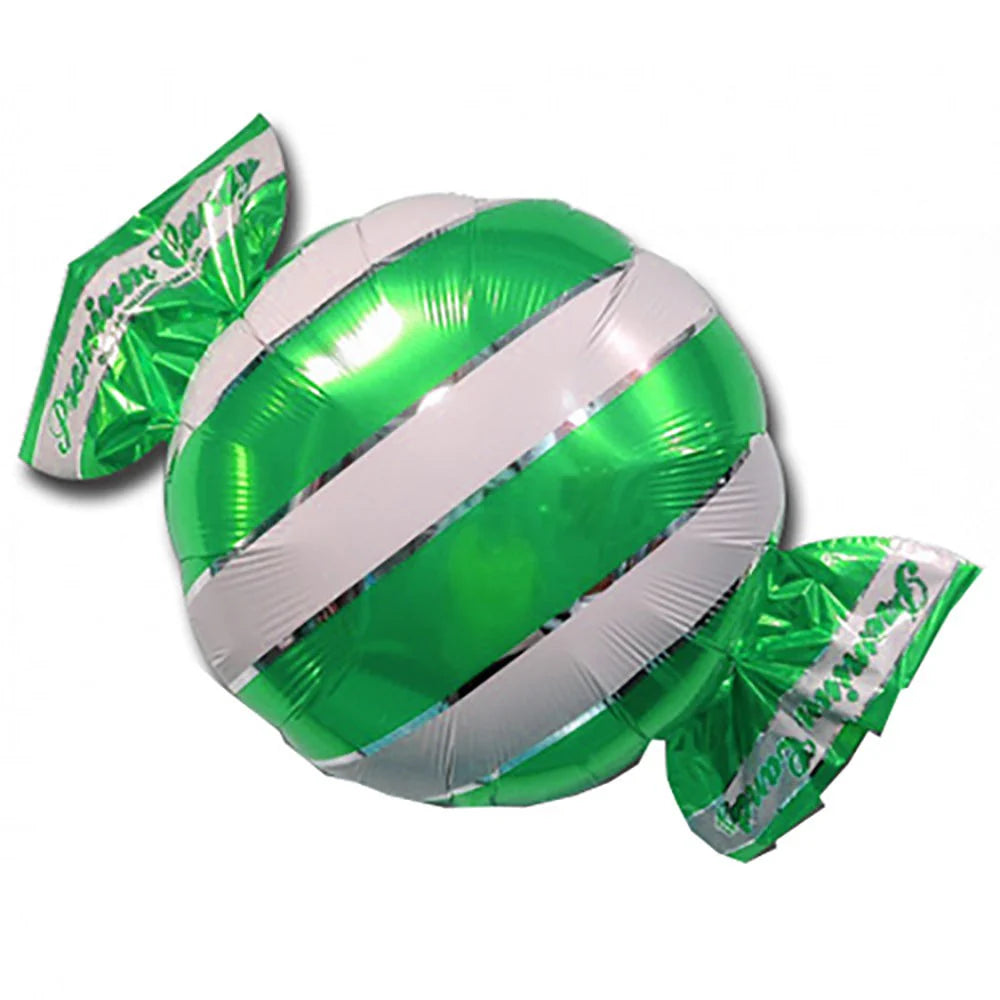 18" Green Striped Peppermint Candy Mylar