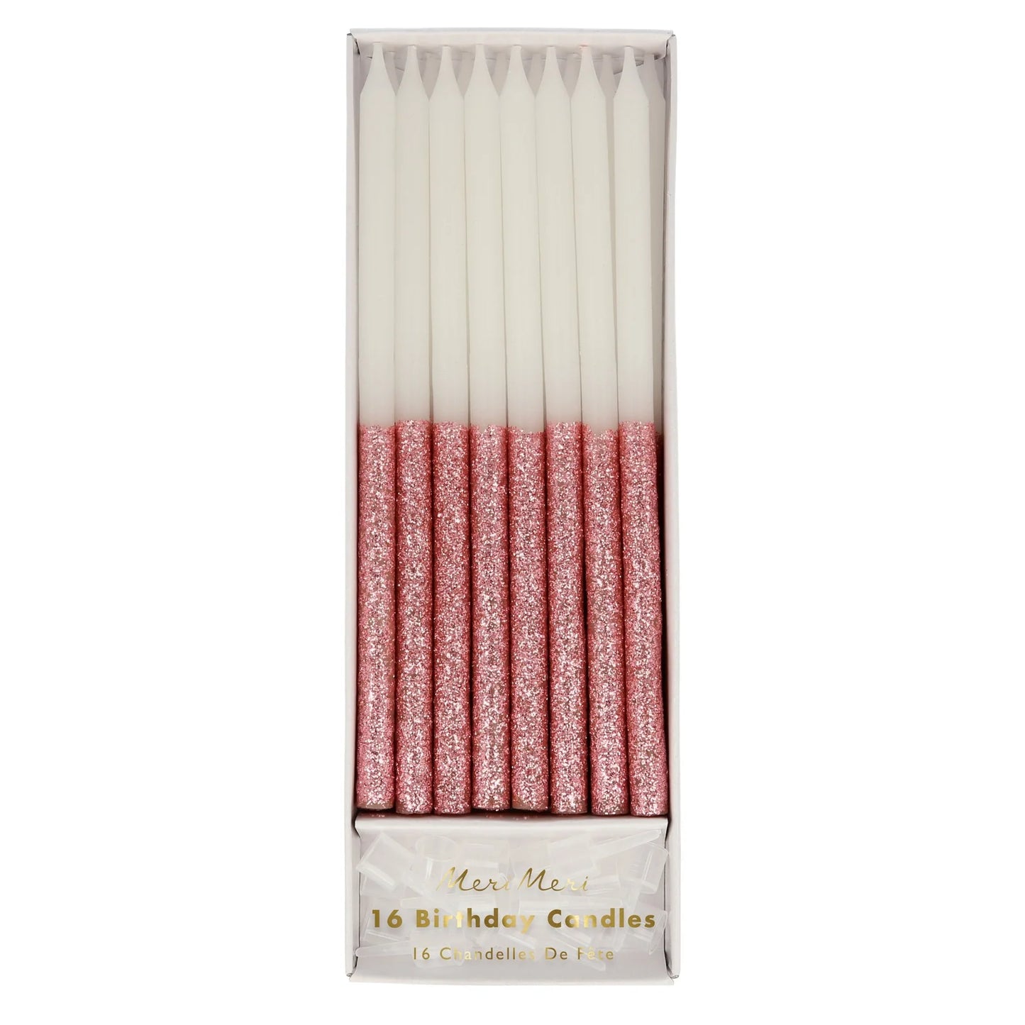 Dusky Pink Glitter Dipped Candles