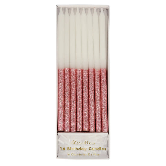 Dusky Pink Glitter Dipped Candles