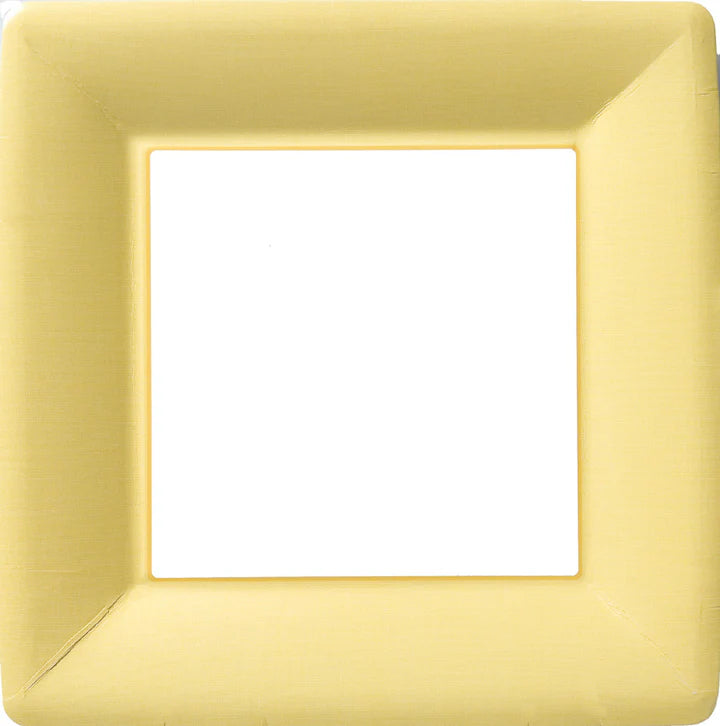 Yellow Linen Square Dinner Plates