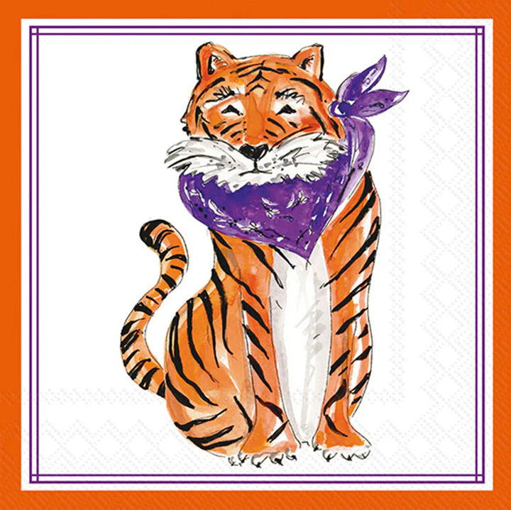 Purple Sitting Tiger Cocktail Napkin