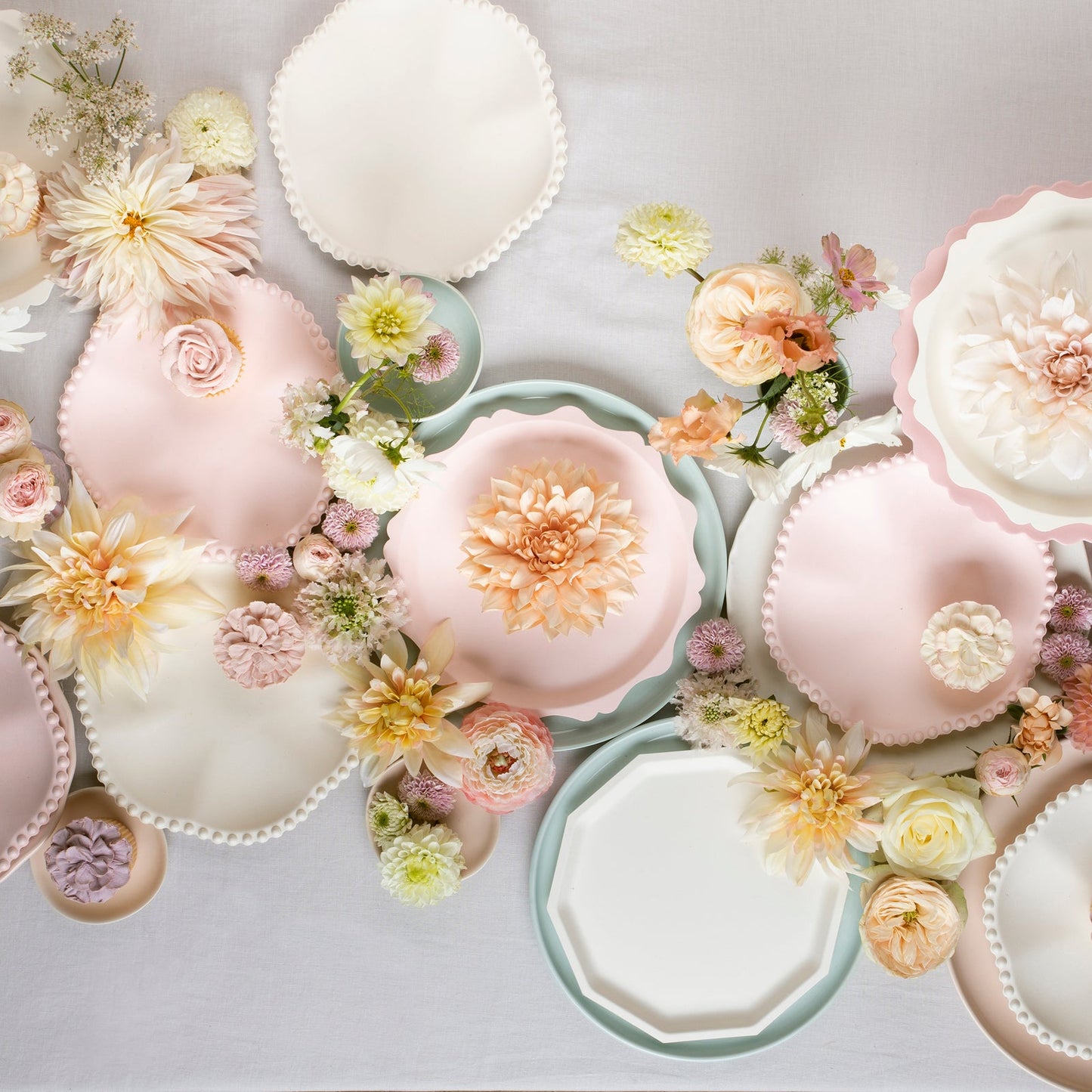 Pink Dot Edged Flower Compostable Side Plates