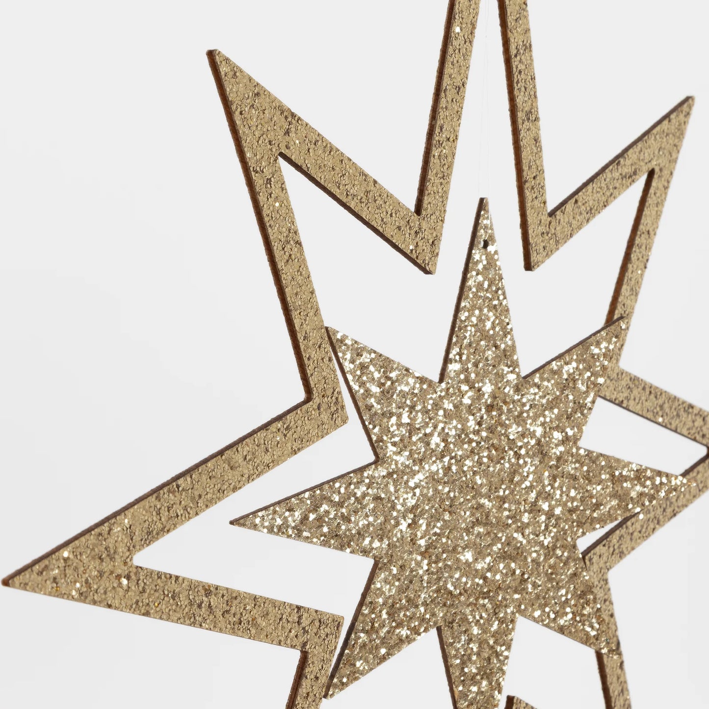 Glitter Wooden Star Decorations