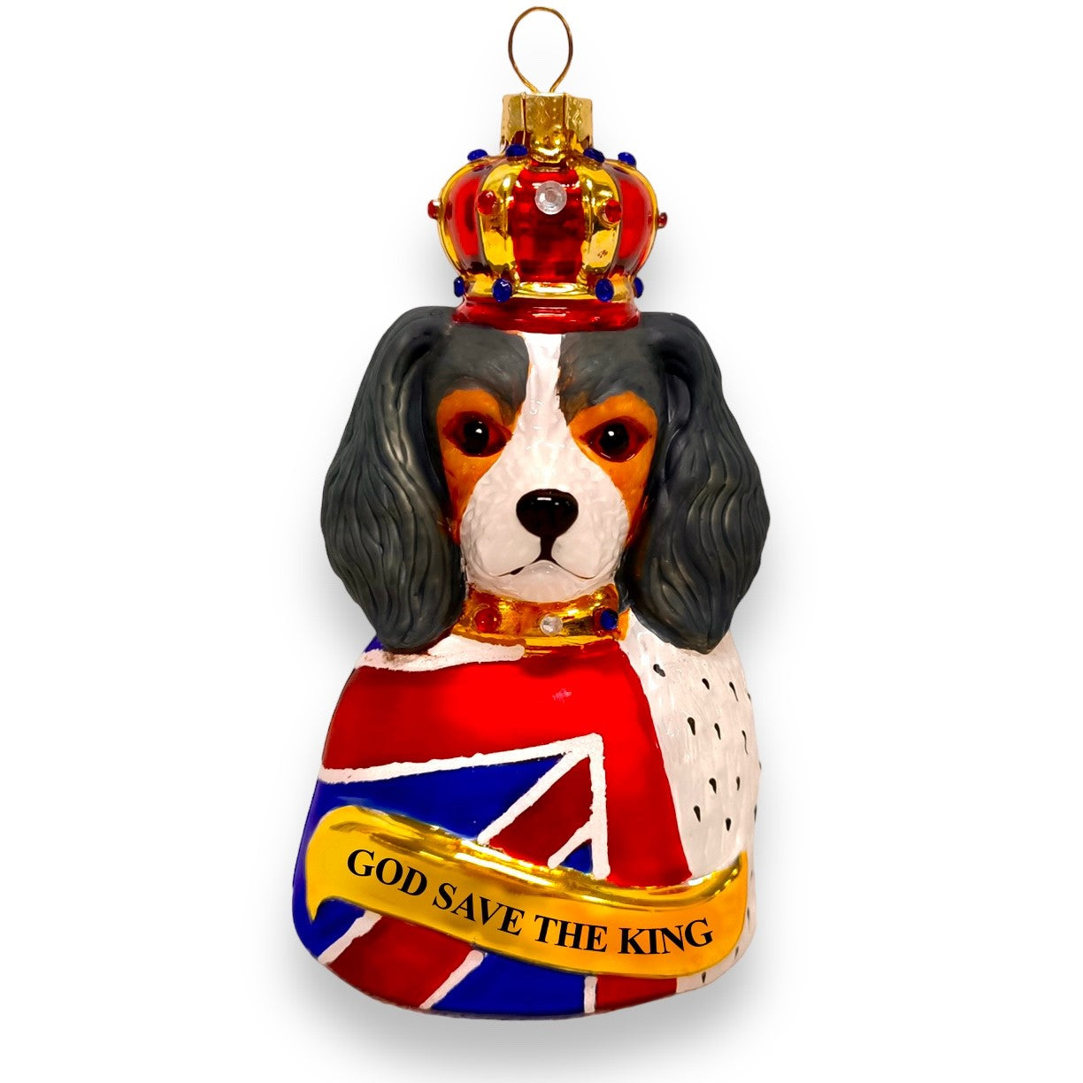 God Save the King Charles Spaniel Glass Ornament