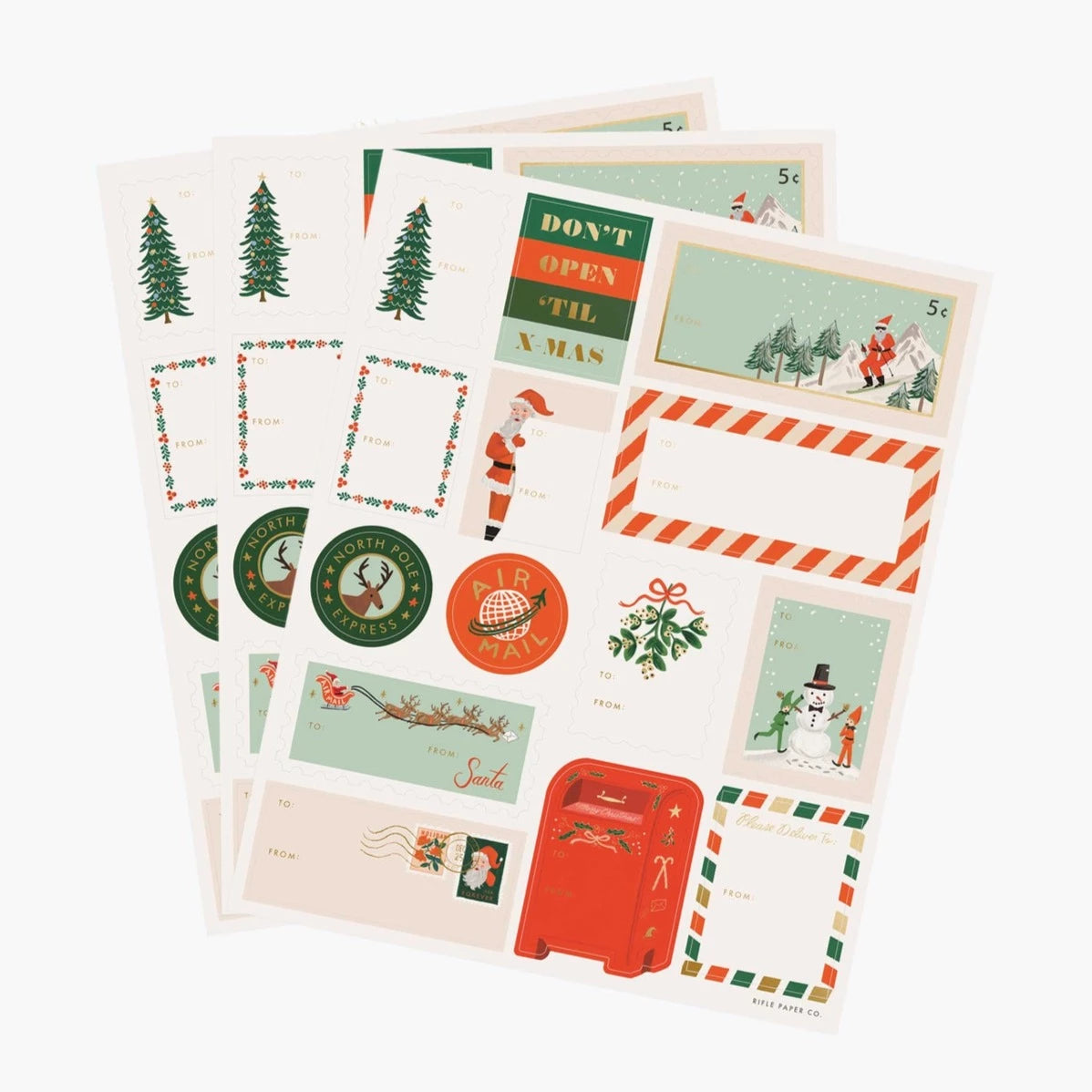 Pack of 3 Santa's Workshop Stickers & Labels