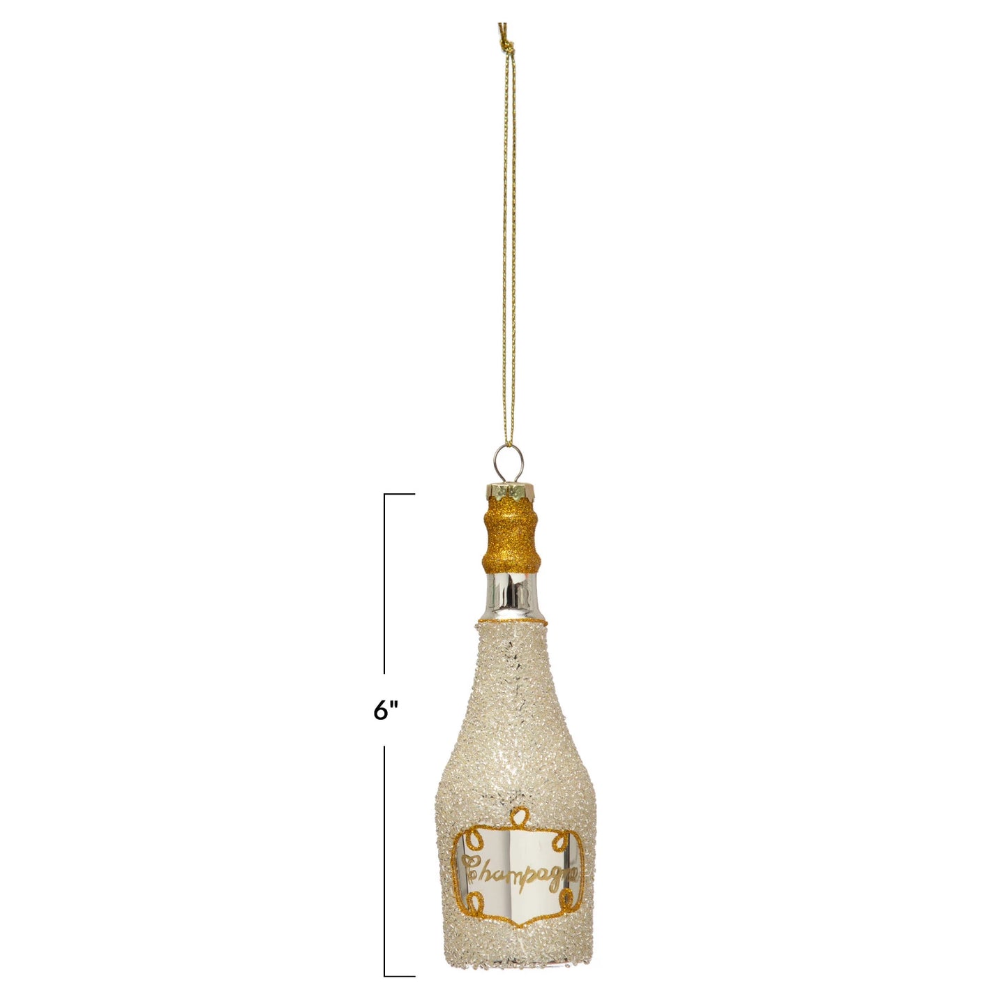 Champagne Bottle Ornament with Glitter
