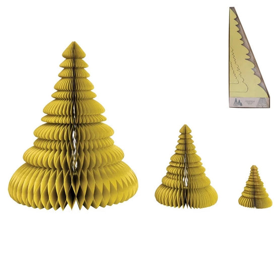 Load image into Gallery viewer, Chartreuse Set of Honeycomb Trees with Glitter
