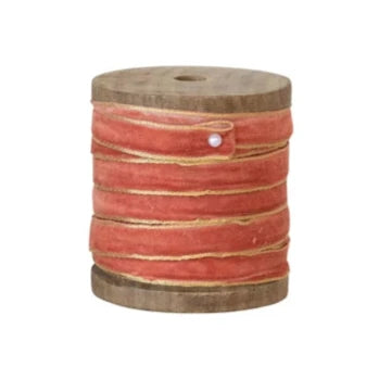 10 yd Velvet Ribbon with Metallic Edges on Wood Spool, 3 Colors (1)